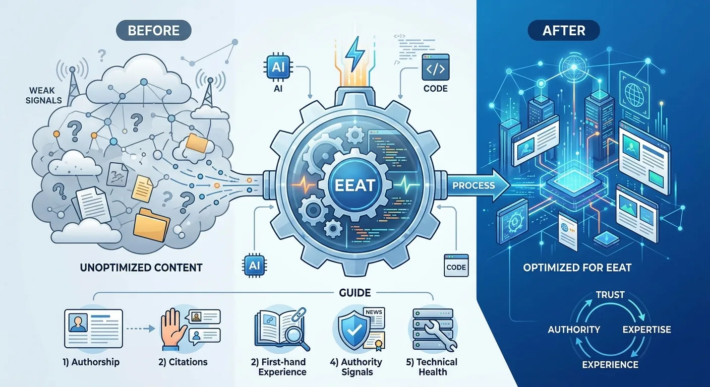 راهکارهای جامع بهینه‌سازی سایت بر اساس E-E-A-T.webp